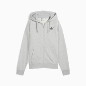 Chandail à capuchon en tissu bouclette confortable à fermeture éclair entière Essentials Small avec logo n<sup>o</sup> 1 Femme, Light Gray Heather, extralarge